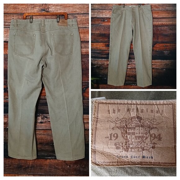 PJ Mark Jeans Mens 44X30 Straight Leg Dark Khaki Tan Denim 100% Cotton - Picture 1 of 9